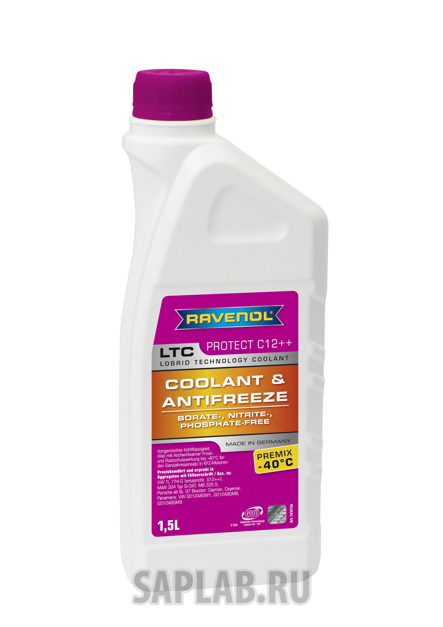 Купить запчасть RAVENOL - 4014835756113 Антифриз готовый к прим. лила LTC Lobrid Technology Coolant Premix -40° C12++( 1,5 л)