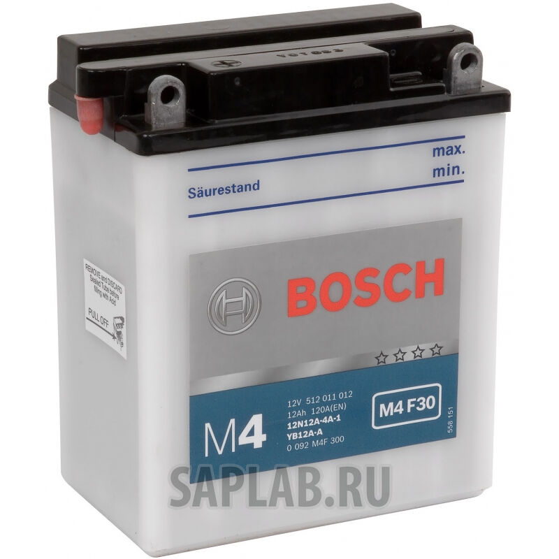 Купить запчасть  BOSCH - 0092M4F300 Аккумулятор автомобильный BOSCH Funstart FreshPack 0 092 M4F 300 12 Ач