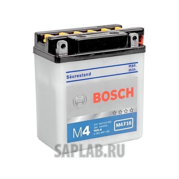 Купить запчасть  BOSCH - 0092M4F160 Мото аккумулятор BOSCH FRESH PACK M4F16 12V 3AH 30A обр.пол. Y6 (YB3L-B), 100x58x112