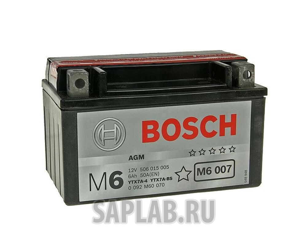 Купить запчасть  BOSCH - 0092M60070 Аккумулятор автомобильный BOSCH 0 092 M60 070 6 Ач