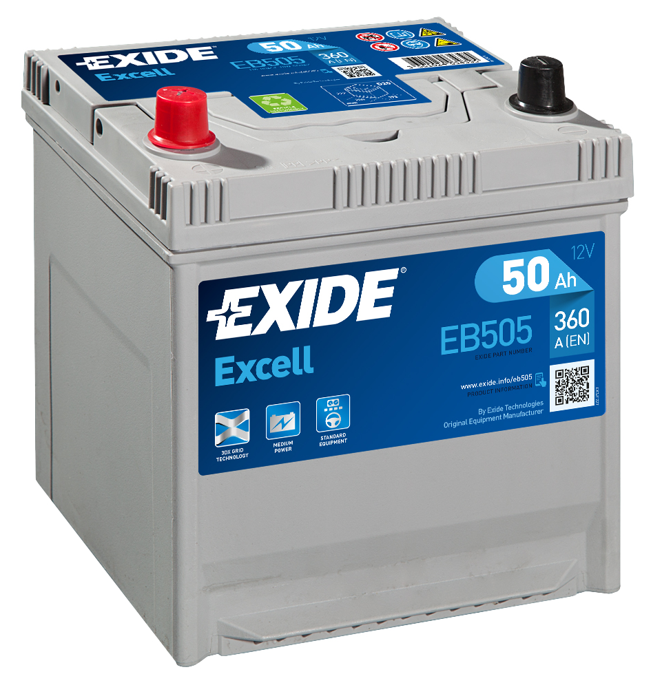 Купить запчасть  EXIDE - EB505 АКБ Excell 12v 50ah 360a 200х170х220 Полярность Etn1 Клемы En Крепление B0 EXIDE  EB505