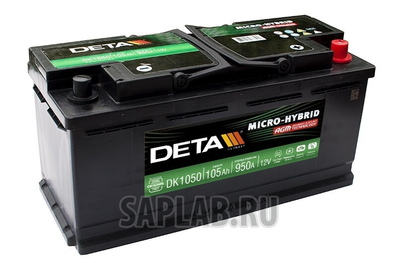 Купить запчасть  DETA - DK1050 АКБ 105ah Deta Start-Stop Agm 12v 105ah 950a Etn 0(R ) B13 392x175x190mm 27kg DETA  DK1050