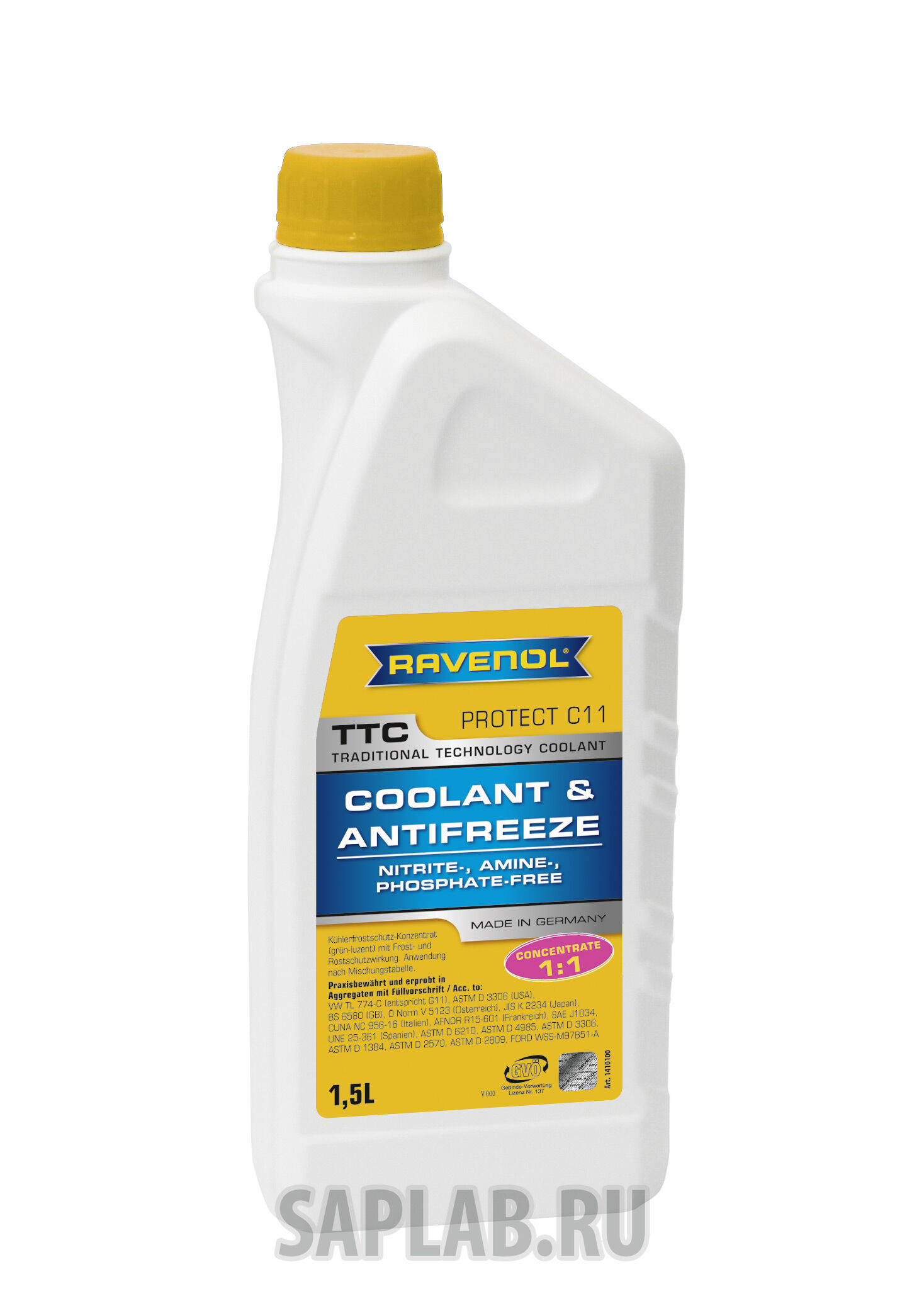 Купить запчасть RAVENOL - 4014835755215 Антифриз концентрат жёлтый TTC Traditional Technology Coolant Concent ( 1,5л)