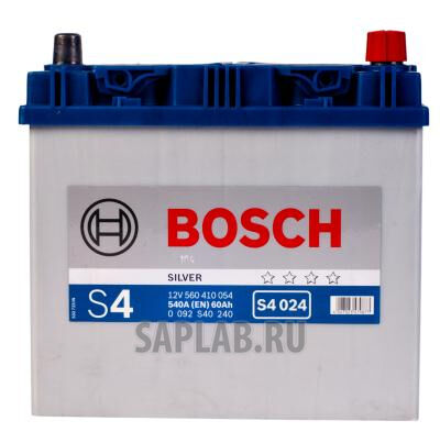 Купить запчасть  BOSCH - 0092S40240 Аккумуляторная Батарея S4 Silver Asia [12v 60ah 540a B00] BOSCH 0092S40240