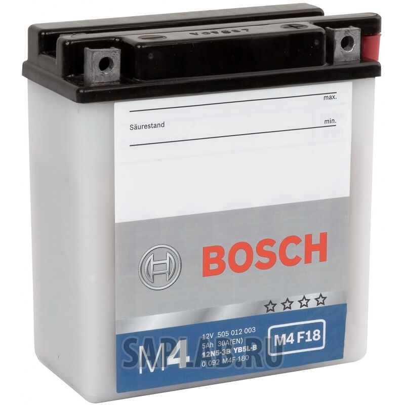 Купить запчасть  BOSCH - 0092M4F180 Аккумулятор автомобильный BOSCH 0 092 M4F 180 5 Ач