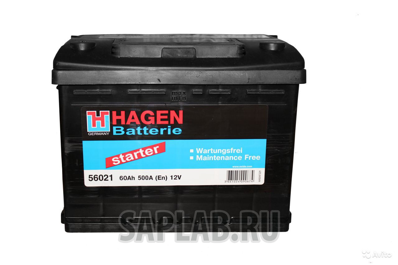 Купить запчасть  HAGEN - 56021 Аккумулятор 60Ah 500A 242x175x190 полярность ETN 1