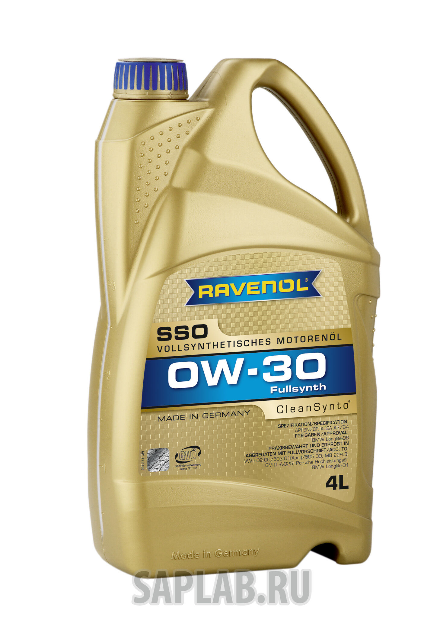 Купить запчасть RAVENOL - 4014835718395 Моторное масло Ravenol SSO SAE 0W-30 4л