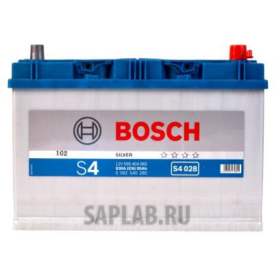 Купить запчасть  BOSCH - 0092S40280 Аккумулятор автомобильный BOSCH S4 Silver 0 092 S40 280 95 Ач