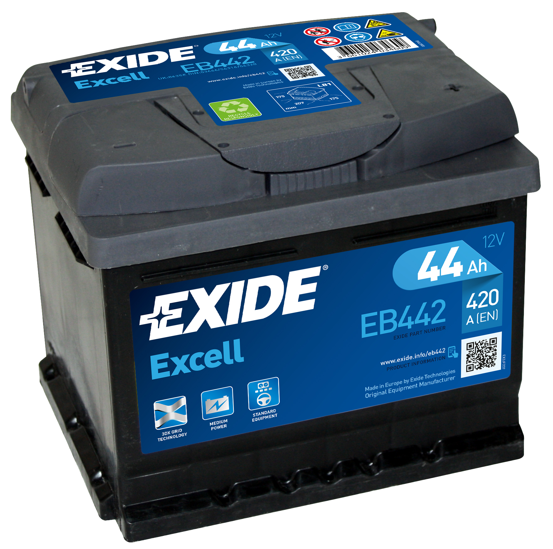 Купить запчасть  EXIDE - EB442 Аккумулятор автомобильный EXIDE EB442 44 Ач